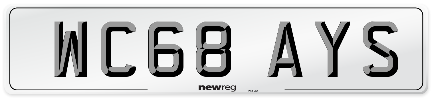 WC68 AYS Number Plate from New Reg